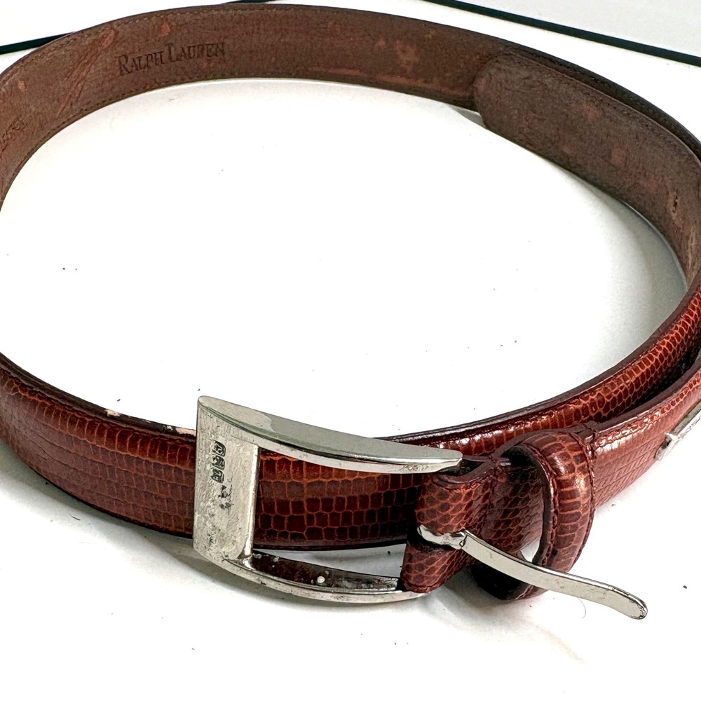 Ralph Lauren Women's Brown Leather Alligator Embossed Belt in Size M
